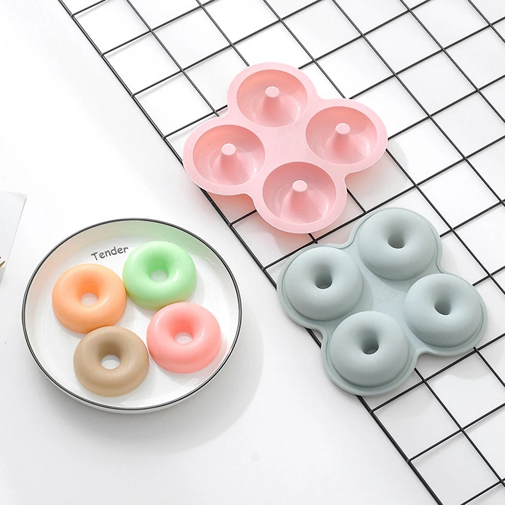 

4 Cavity Donut Fondant Cake Mold DIY Chocolate Cookies Pastry Desserts Baking Tool Silicone Mould Bakeware Kitchen Accessories