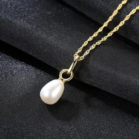 meibapjreal freshwater pearl simple personality geometric pendant necklace 925 solid silver fine jewelry for women