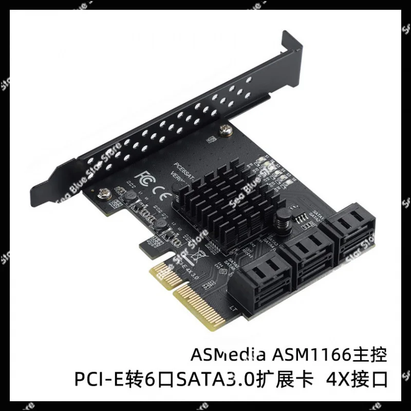 Фото Карта расширения PCI-E3.0 GEN3 на 6, 8, 10 портов, карта расширения SATA3.0 для жестких дисков 6G, ASM1166 master №4