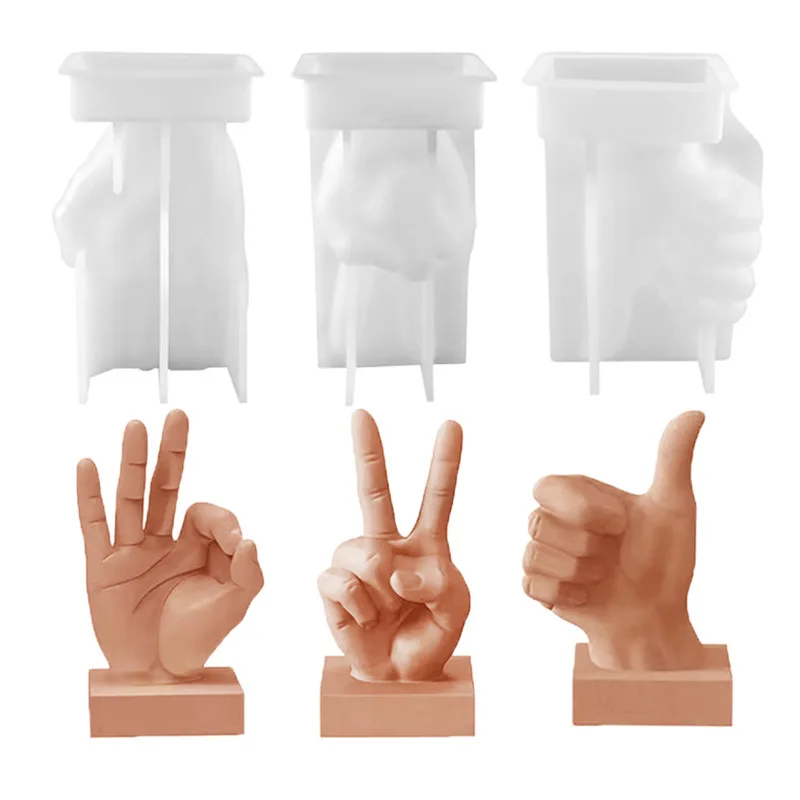 

Candle Holder Resin Molds Large OK Friendly Hand Finger Gesture Silicone Mold for Epoxy Resin Casting DIY Home Table Decor Suppl