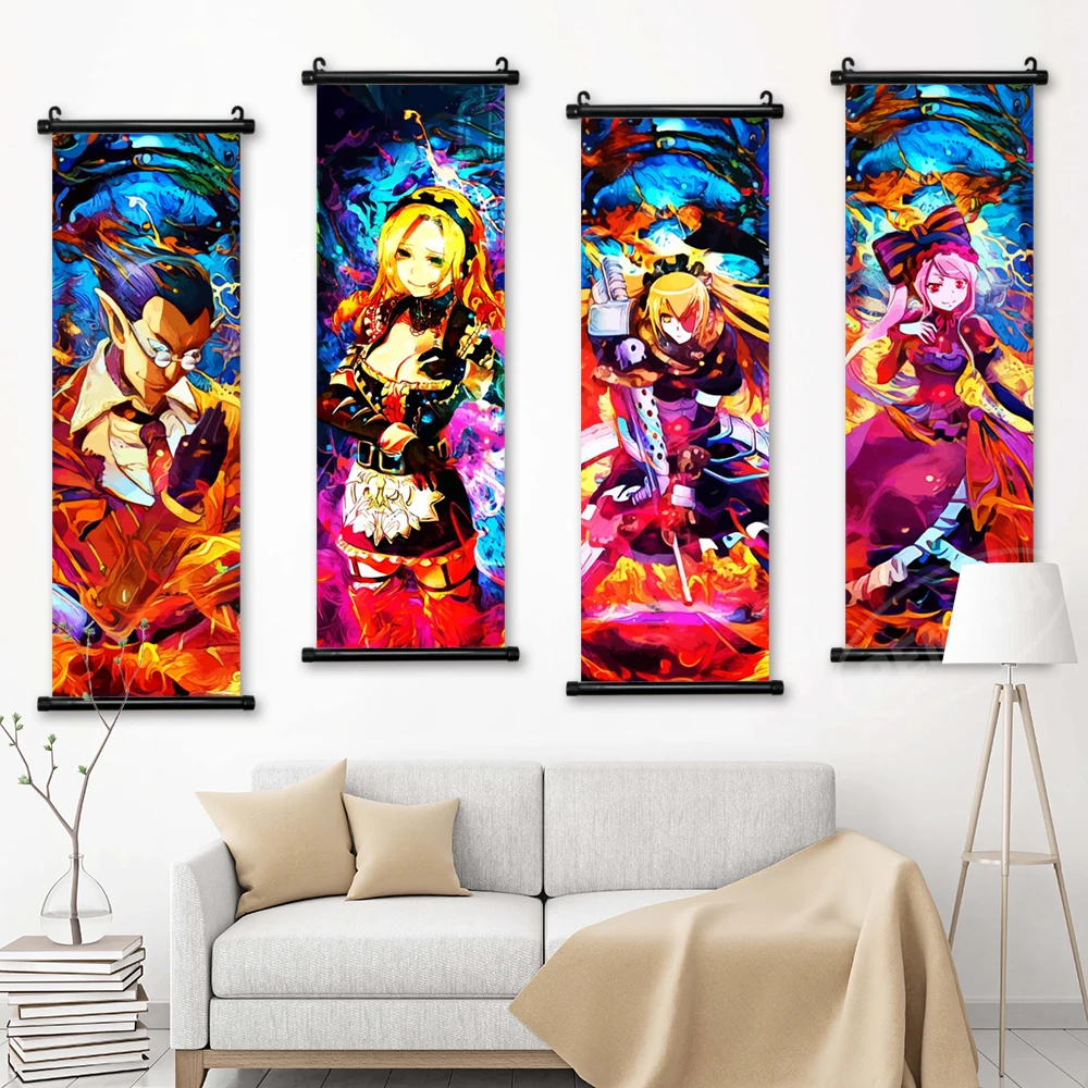 

Overlord Wall Art Canvas Anime Figure Pictures Poster Ainz Ooal Gown Scroll Hanging Painting Print Home Decoration Living Room