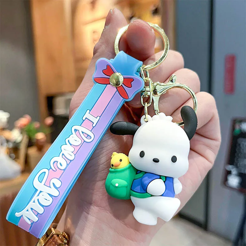 Kawaii милый рюкзак Sanrio Pochacco 3D кукла автомобильный брелок кулон женская сумка