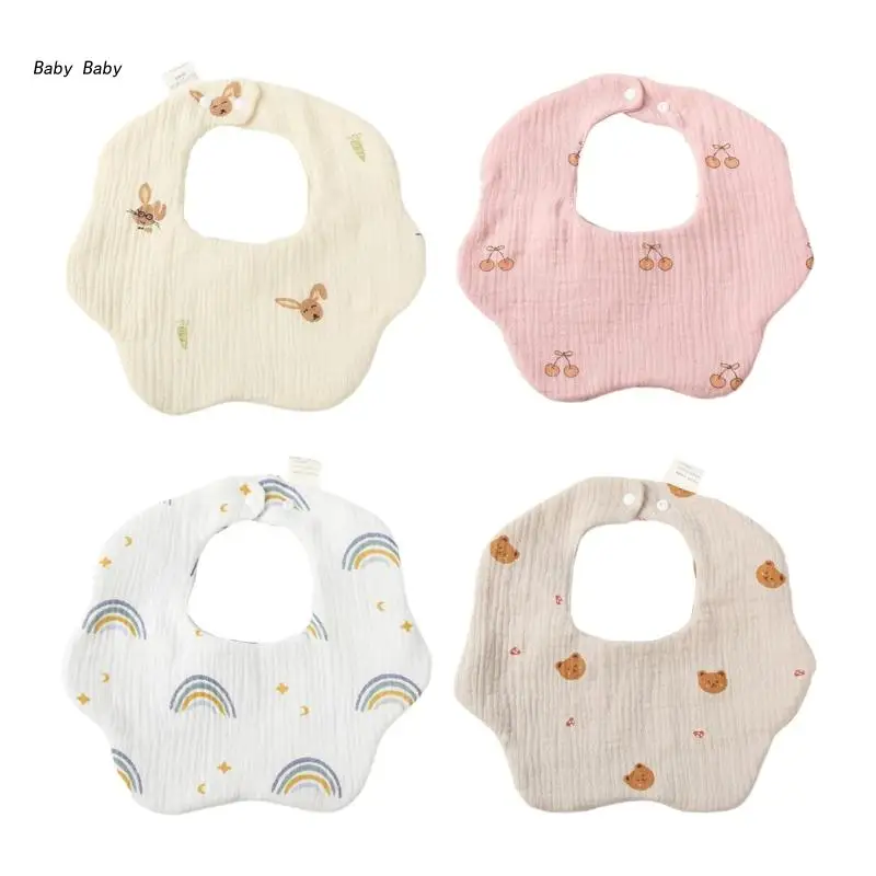 

Q81A Baby Bib for Eating Newborn Drool Bib Saliva Towel Burp Cloth Neck Scarf Infant Unisex Gauze-Cotton Teething Bib