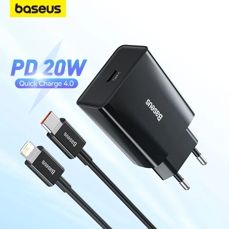 

Baseus Charger 20W Fast Charging QC 3.0 PD USB C Type Fast Charger for iPhone 14 13 12 X X 8 Xiaomi Samsung Phone PD Charger