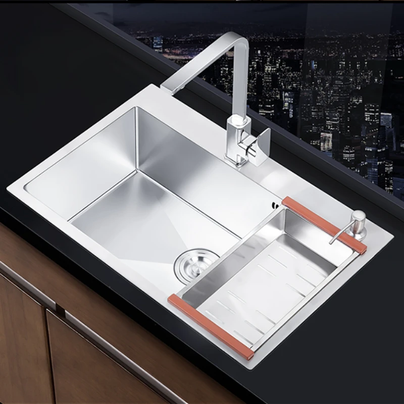 

Manual sink 304 stainless steel hand basin thickening dishwashing kitchen sink Washing vegetables sink single slot