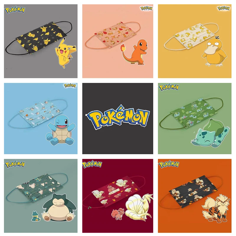 

Pikachu mask Pokémon cartoon three-layer protection adult face mask