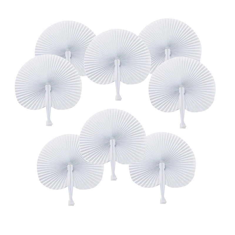 

12pcs White Heart Shape Folding Fan Blank Fan Festival Hand Fans Party Gift Diy Painting Birthday Wedding Party Decoration