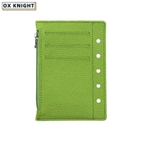 OX KNIGHT Zipper Book Cover For A8 Size Ring Budget Planner Pebbled Grain Leather Storage Bag Mini Memo Pad Notebook Accessory