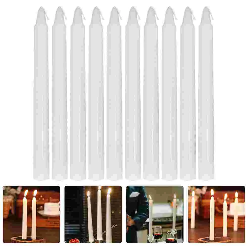 

10pcs Taper Candles Taper Candles Party Decorative White Paraffin