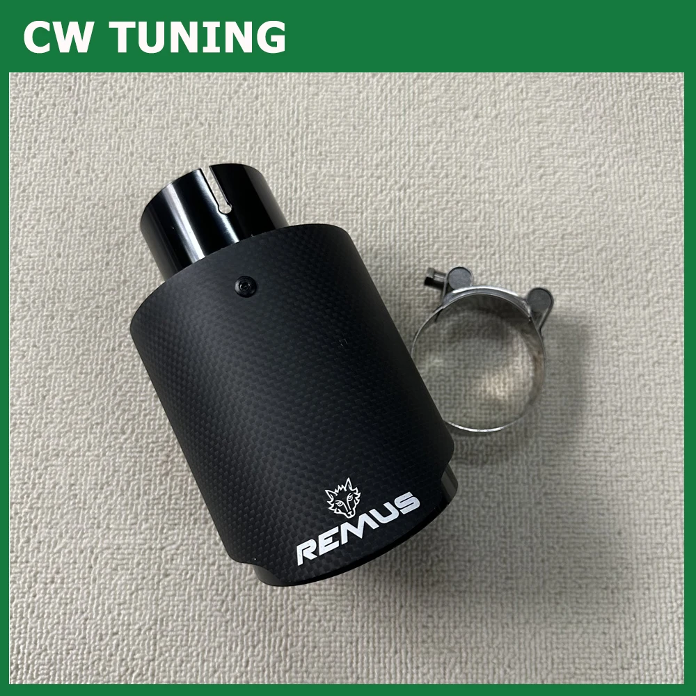 

Высокое качество, 1 шт., Remus, одиночные насадки на выхлопную трубу автомобиля, черный рулон, глянцевый хвостовой глушитель из углеродного волокна, выхлопная труба для всех автомобилей