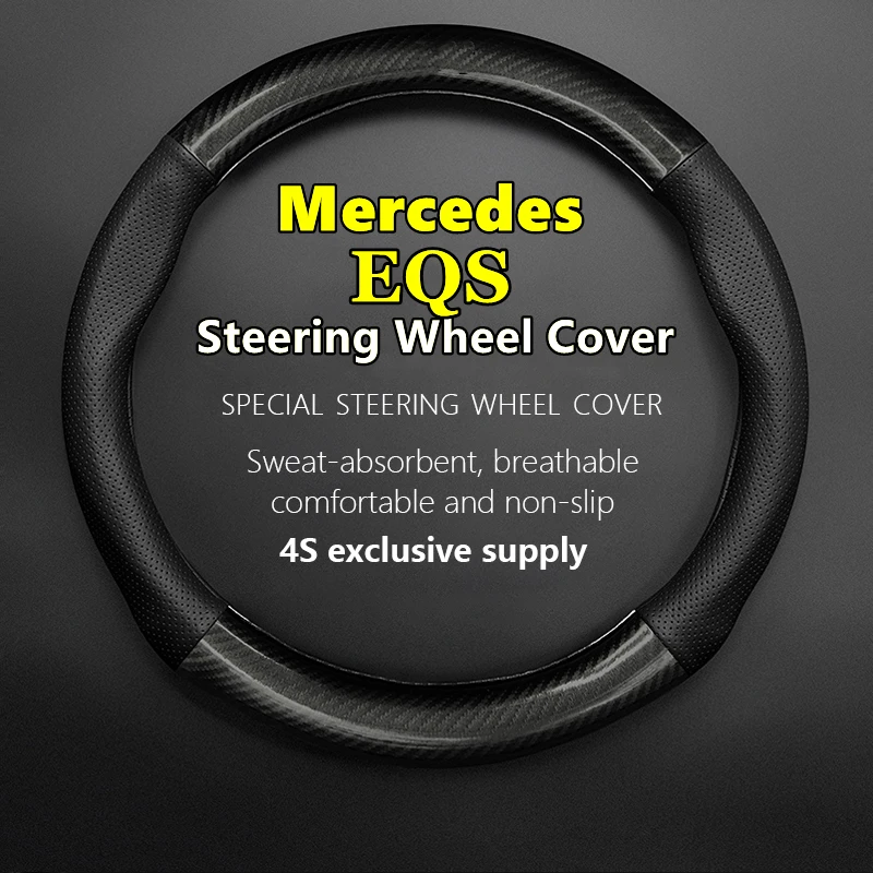 

Car PUleather For Mercedes Benz EQS Class Steering Wheel Cover Genuine Leather Carbon Fiber EQS450+ EQS580 4Matic 450+ 580 2022