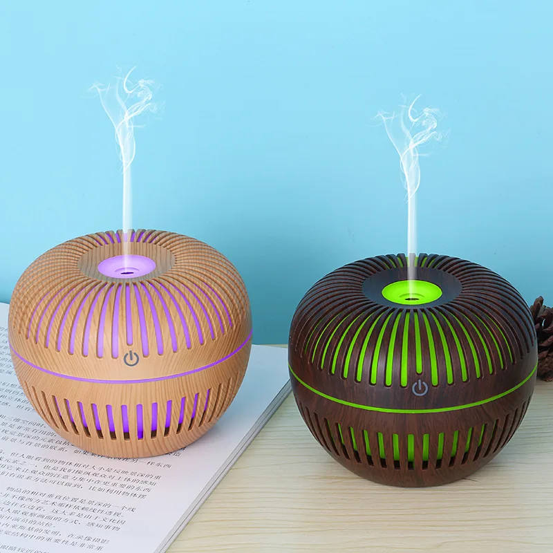 

Creative Hollow Wood Grain Humidifier Home Ultrasonic Air Humidifiers Electric Essential Oil Aroma Diffuser With LED Lights