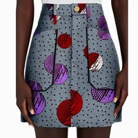fashion african clothes for women summer sexy print mini skirts with 2 big pockets bazin riche ladies buttom outfits y2227001