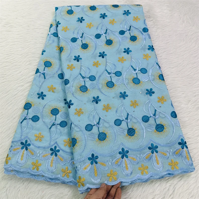 

5 yard Swiss lace fabric latest heavy beaded embroidery African cotton fabrics Swiss voile lace popular Dubai style WQ100908