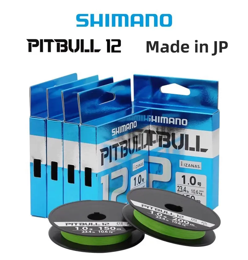Фото SHIMANO PITBULL 12 плетеных проволочных нитей, леска 150 м/200 м, мягкая гибкость, гладкость, полиэтиленовая леска, низкое удлинение, литье на приманку №1