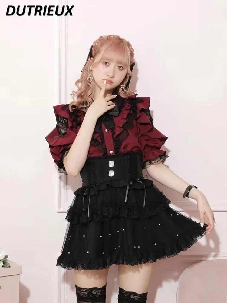 Элегантные блузки в японском стиле женские топы с открытыми плечами и рюшами по