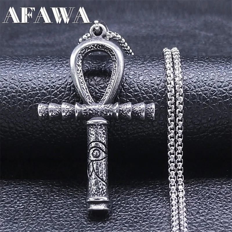 Egyptian Ankh Cross Key of Life Necklace for Men Stainless Steel Chain Necklaces Jewelry corrente masculina aço inoxidável NZ271