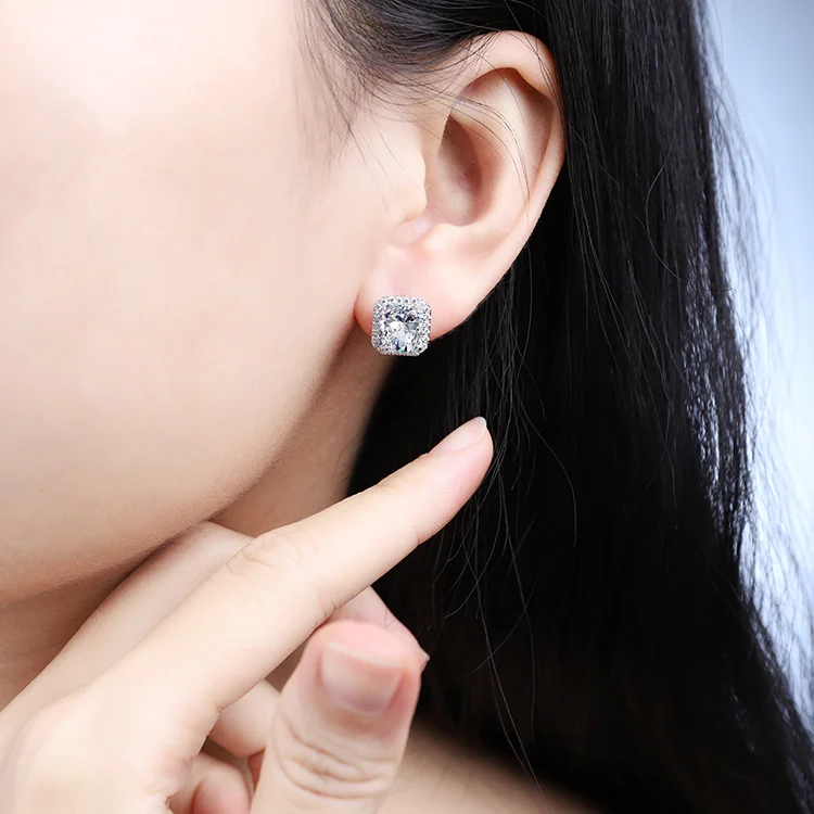 Женские серьги-гвоздики Zhanhao из серебра 925 пробы с искусственным бриллиантом