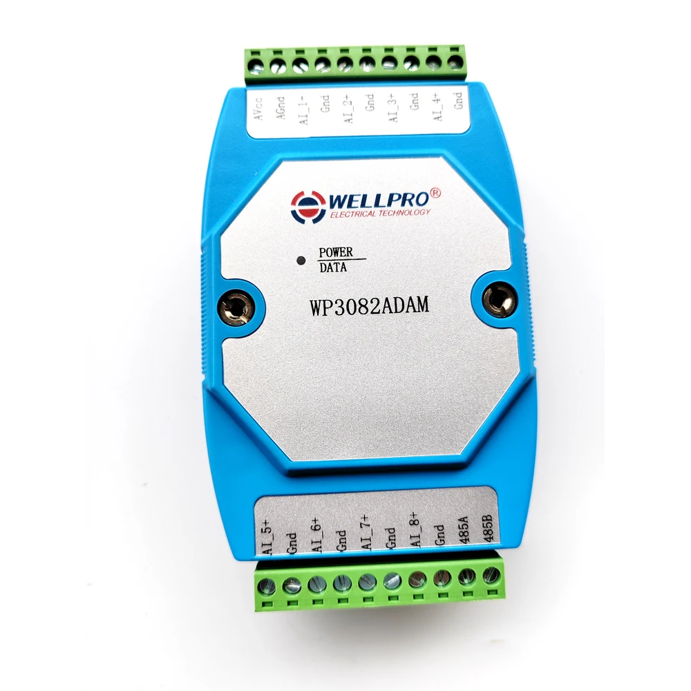 

WP3082ADAM 8AI 0-20MA или 4-20MA аналоговый входной модуль DIN-рейка RS485 MODBUS RTU Communication WELLPRO