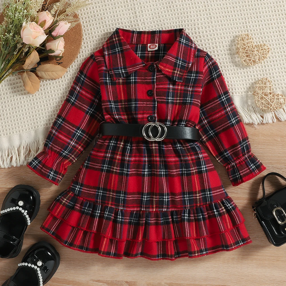 

6M-5Y Kid Christmas Outfit Dress Toddler England Style Long Sleeve Baby Girl Clothes Newborn Princess Dress For Children Costume