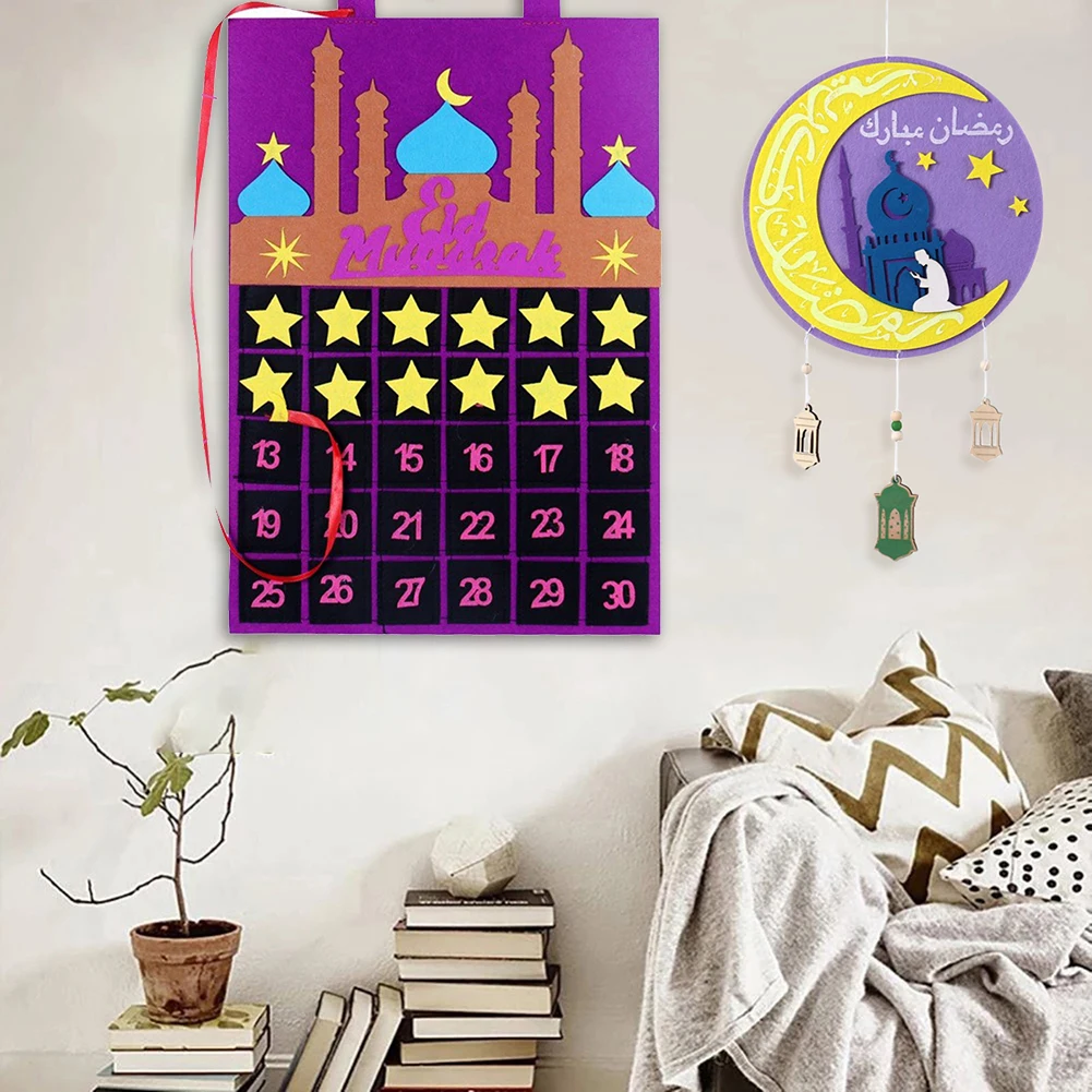 

Eid Мубарак войлочный календарь обратного отсчета украшения на Рамадан для дома Исламские мусульманские подвесные украшения для вечеринки ...