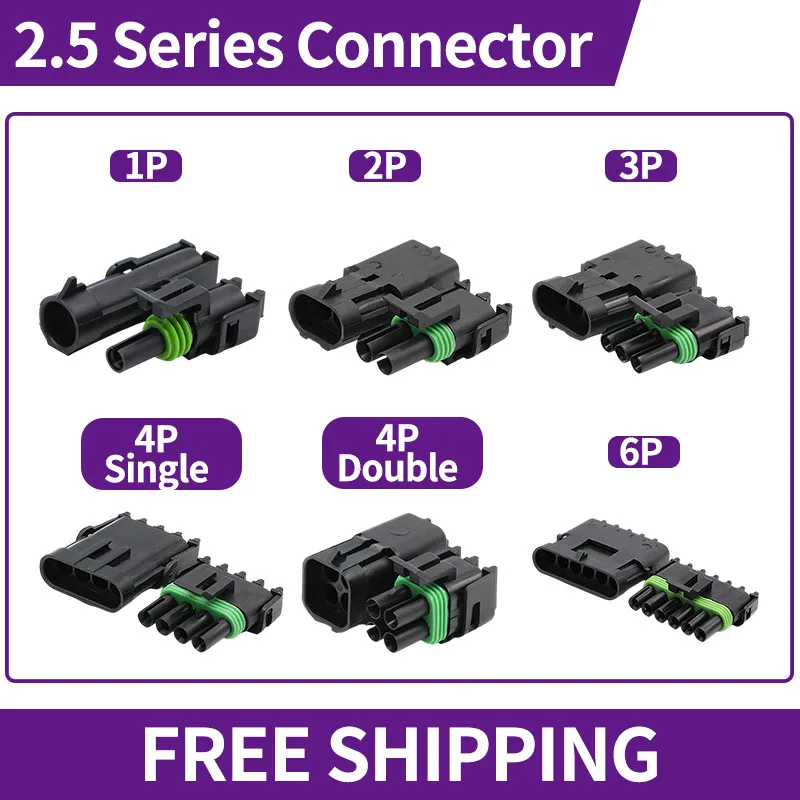 

5/10/100 Sets 2.5 Series 1 2 3 4 6 Pin Delphi GM Automotive Electrical Female Male Weather Pack Socket Plug Automobile Connector