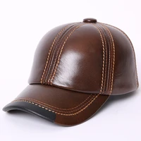 adult baseball cap male winter outdoor hat male 100 genuine leather peaked cap mens winter warm adjustable