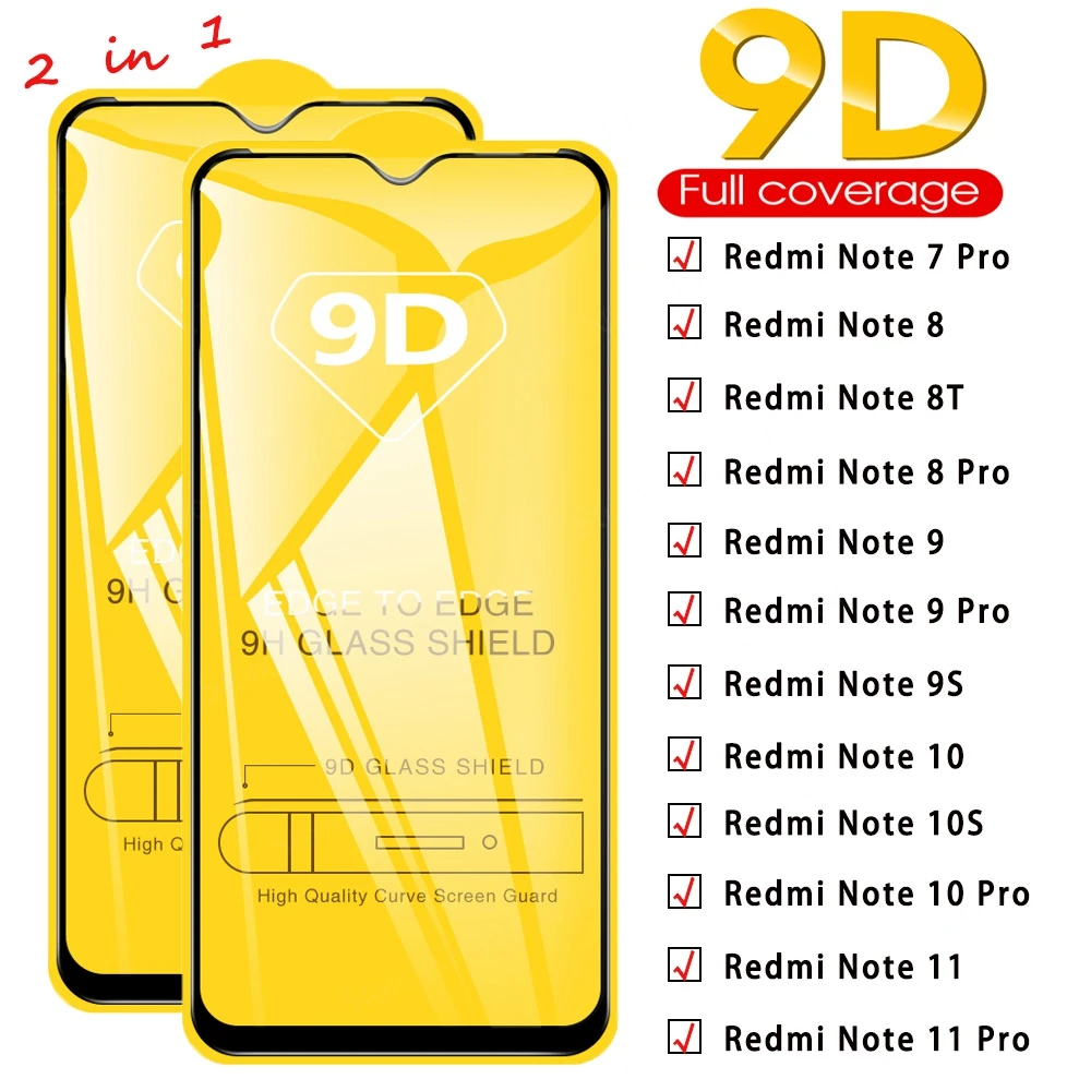 

9D Protective Glass for Xiaomi Redmi Note 12 10 11 9 Pro Max Turbo Note10 9S 10S Screen Protector For Redmi Note 8 Pro 9A Film