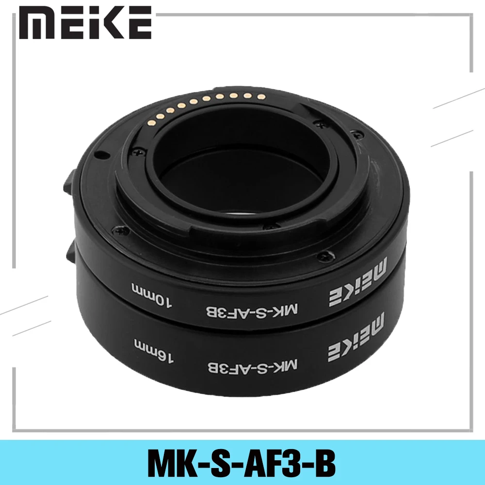 

Meike MK-S-AF3-B Plastic Extension Tube Close Shot Adapter Ring Lens for Auto Focus Sony NEX Micro DSLR 10mm 16mm E-Mount Camera