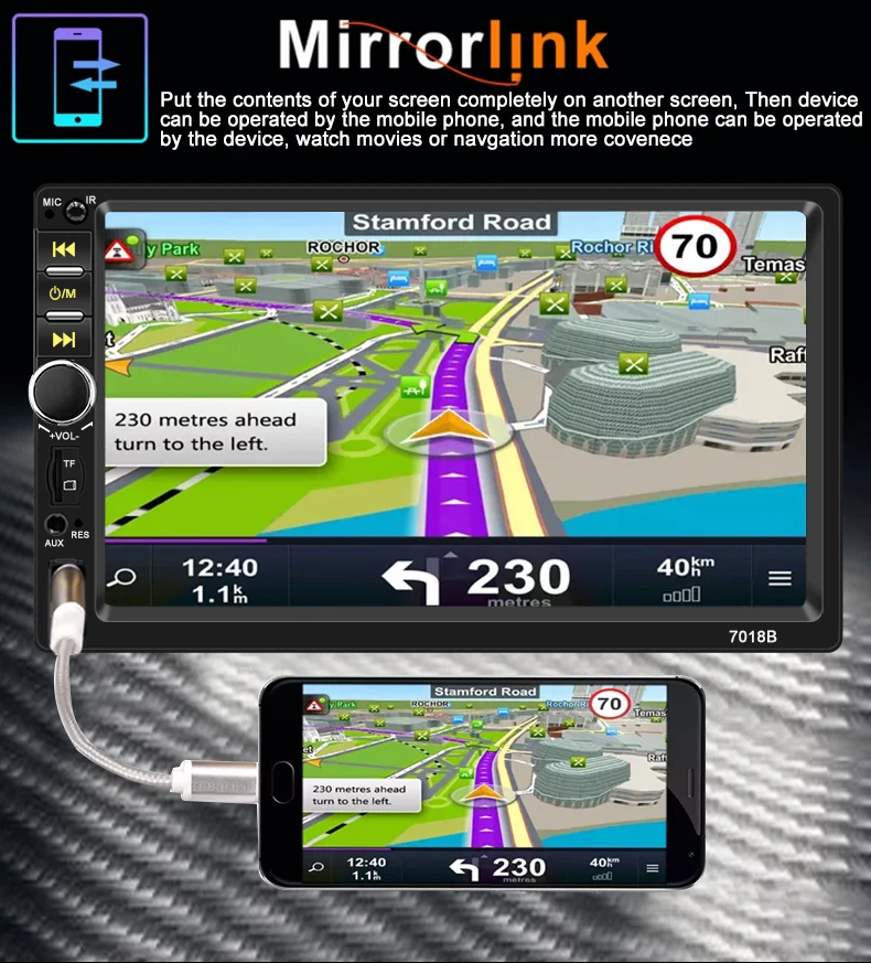 Автомагнитола 7 дюймов 2 Din стерео GPS-навигация головное устройство Carplay сенсорный