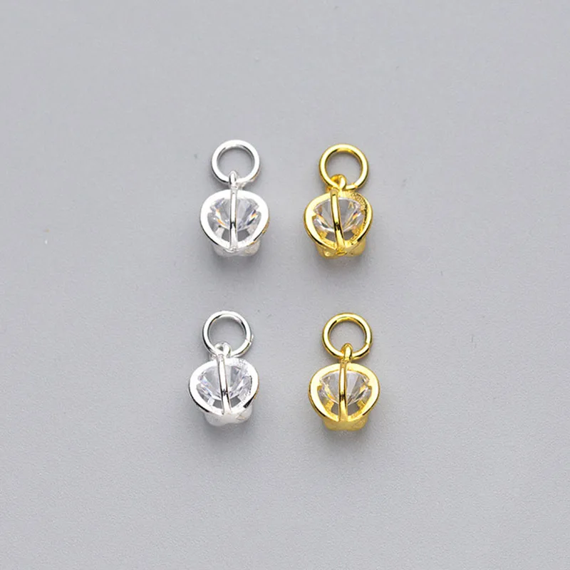 S925 silver inlaid zircon three-dimensional hollow ball pendant DIY handmade jewelry accessories