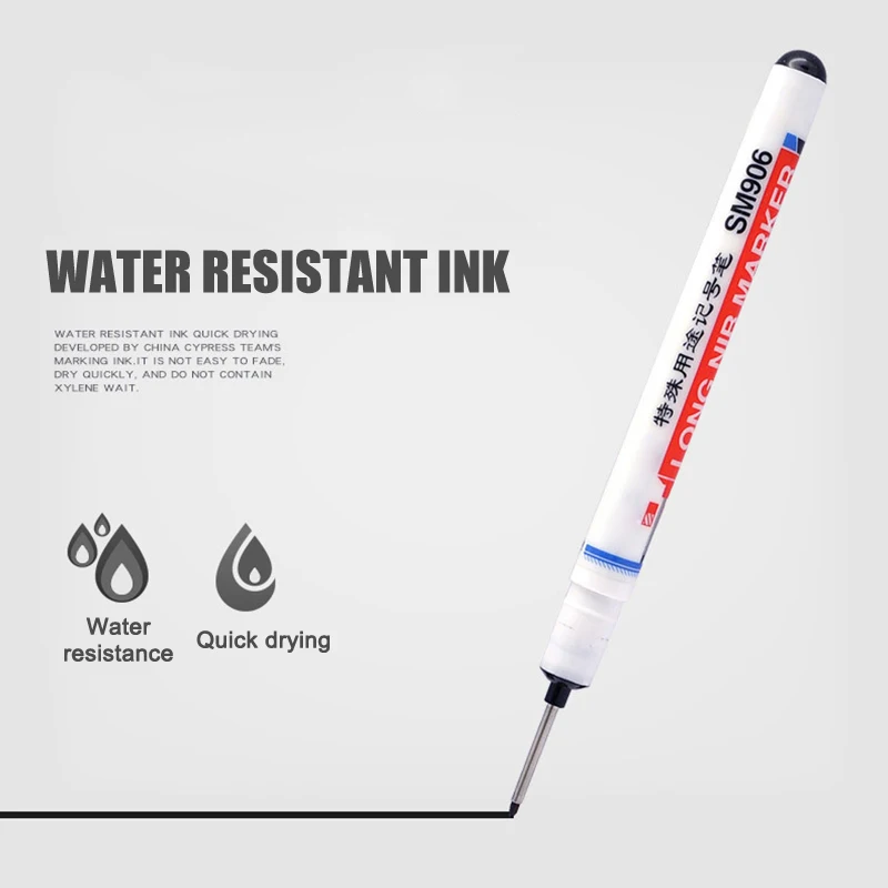 

Long Head Markers Bathroom Woodworking Decoration Multi-purpose Deep Hole Marker Pens Red/Black/Blue Ink