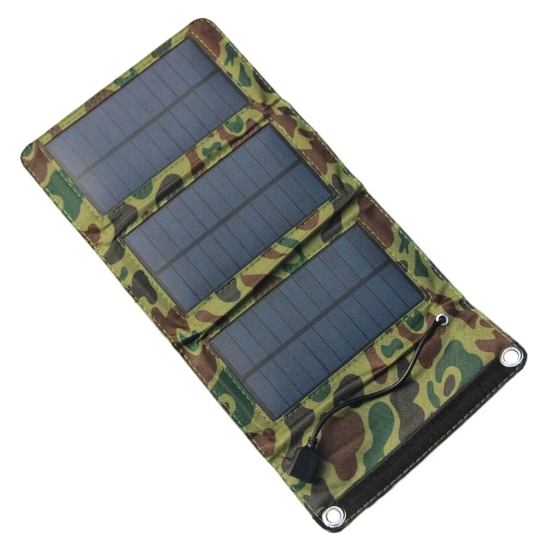 

1USB Port And Foldable 5 Solar Panels Compact Solar Power Phone Charger For Camping Hiking Travel, Camouflage