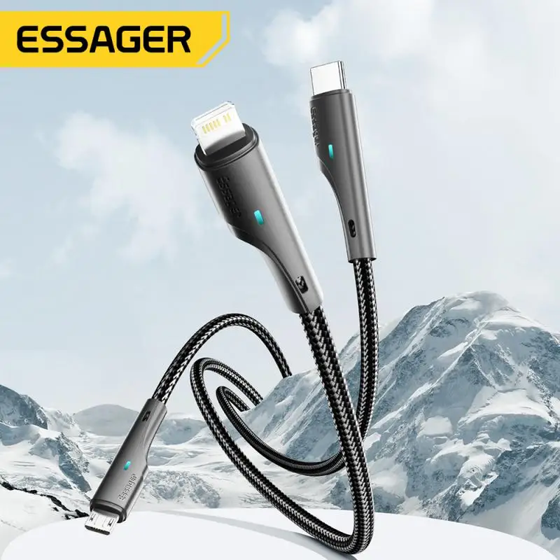 

3a Charge Wire Cord Fast Charging Data Line 3 In 1 Phone Charging Line Multi-function Charging Cable Data Transfer 480mbps