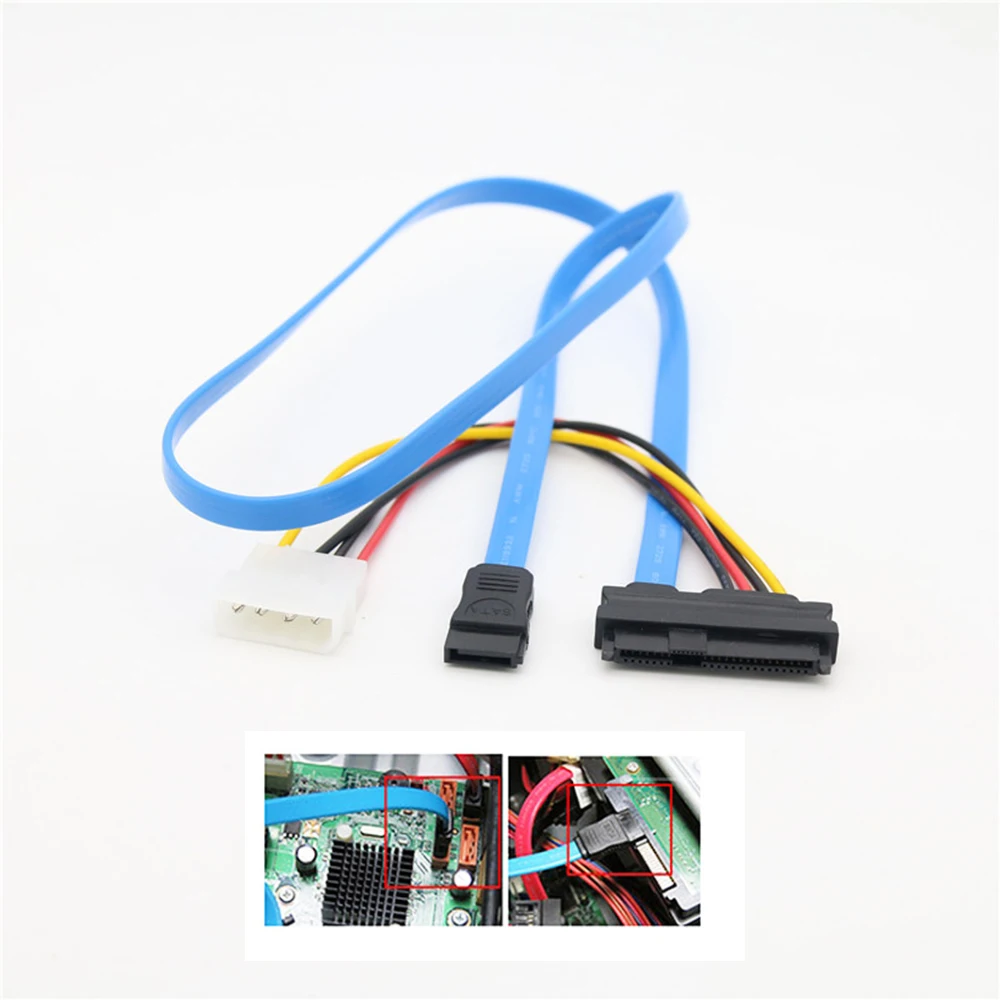 

7 Pin SATA Serial Female ATA to SAS 29 Pin Connector Cable/4 Pin Male Power Cable Adapter Converter for Hard Disk Drive