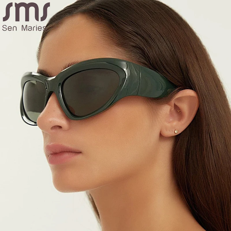 

Модные солнцезащитные очки Y2k, новинка, женские большие оправы, спортивные солнцезащитные очки 2000-х, очки в стиле панк, мужские очки UV400