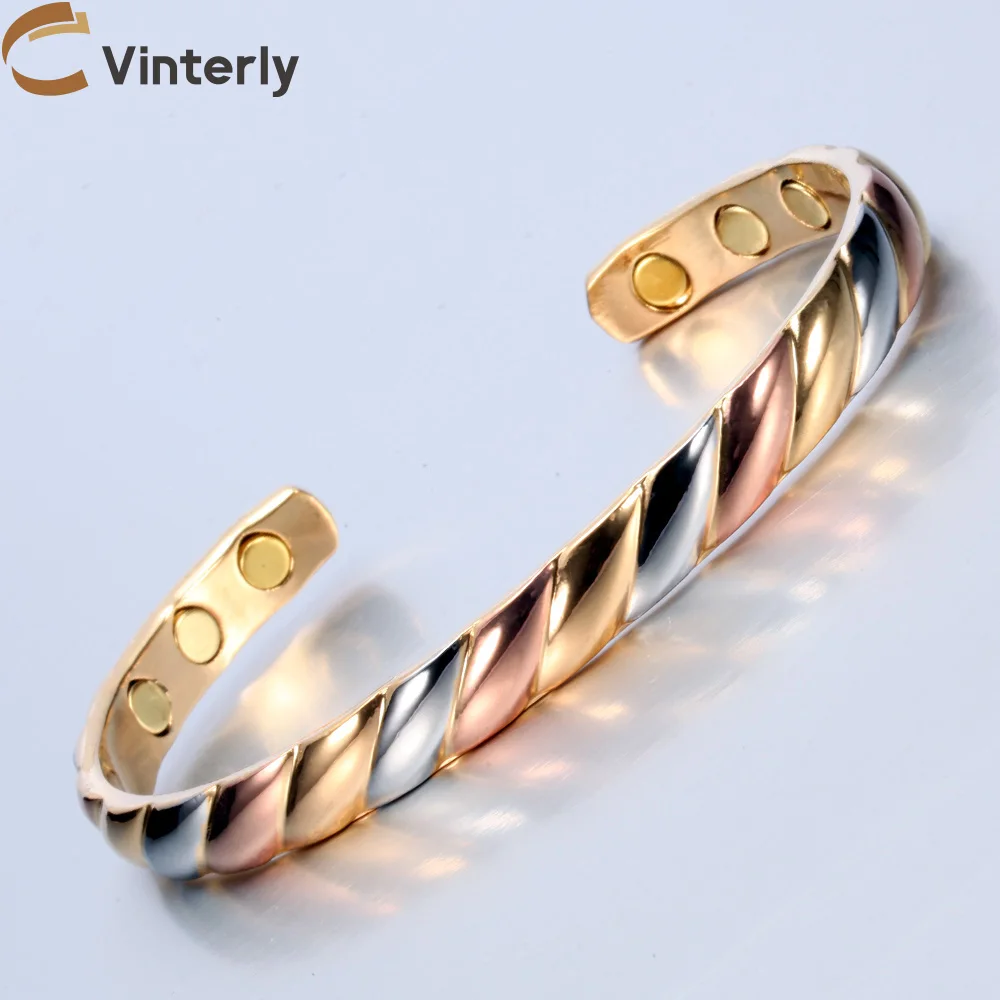 Vinterly браслеты из чистой меди магнитотерапия артрит регулируемые высокие магниты