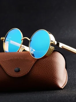 Metal Steampunk güneş gözlüğü erkek kadın moda yuvarlak gözlük marka tasarımcısı Vintage güneş gözlüğü yüksek kaliteli Oculos de sol 2021