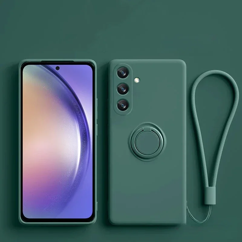 Магнитный силиконовый чехол для Samsung Galaxy S24 Ultra S23 S22 Plus A05 A05S A15 A14 A54 A34 A24 с кольцом