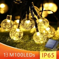 solar string lights outdoor 100ledcrystal ball light with 8 modes waterproof solar garden lights for garden christmas decoration