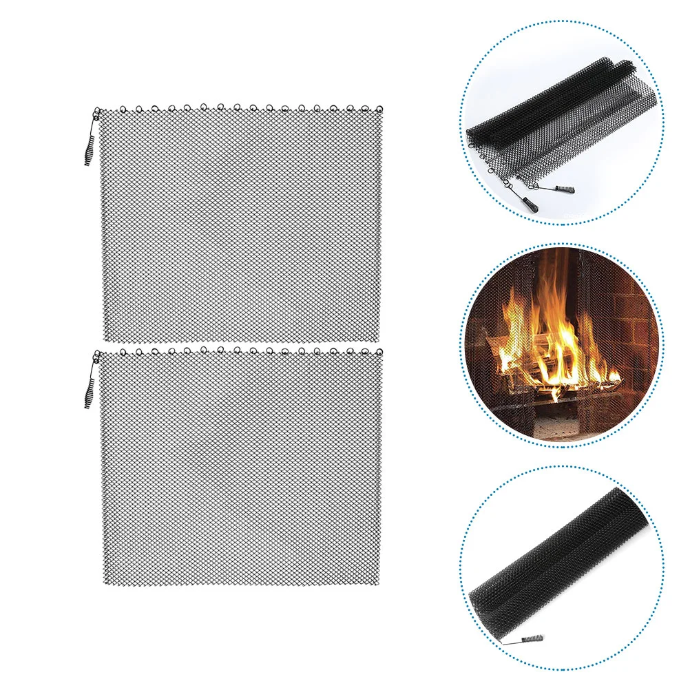 

Fireplace Screen Mesh Curtains Guard Iron Curtain Fire Panel Screens Sparks Panels Guards Metal Handles Wire Duty Heavy