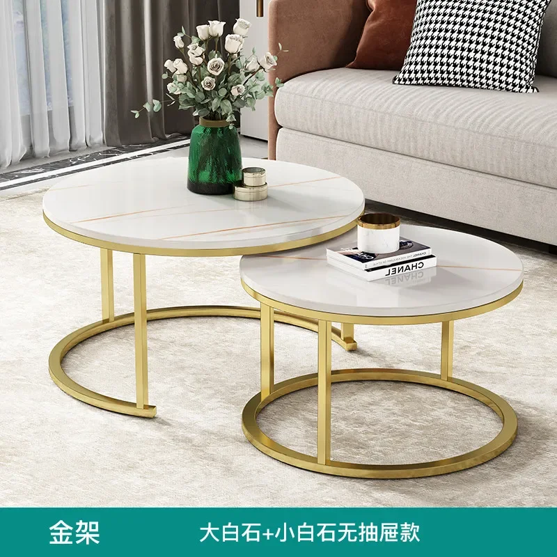 Современный журнальный столик Side круглый из скандинавского мрамора для гостиной