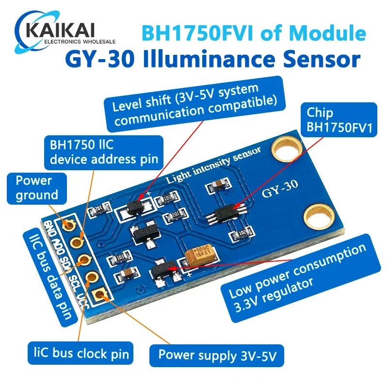 1 шт. GY-30 цифровой датчик освещенности оптической интенсивности BH1750FVI модуля для