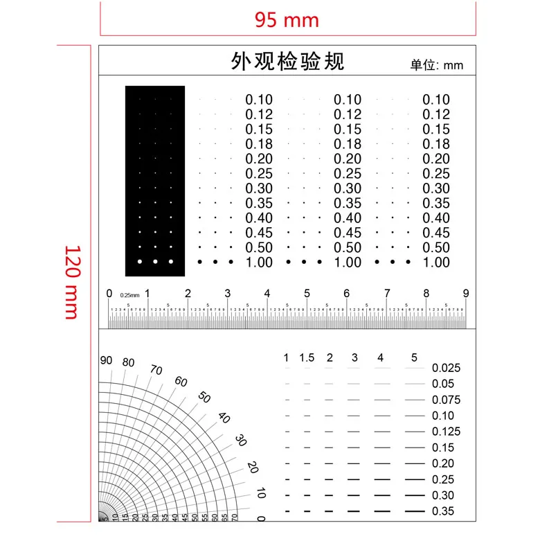 

Dot-line Gauge, Spot Gauge, Spot Gauge, Cafflin Ruler, Caliper, Appearance, QC Quality Inspection Area Gauge