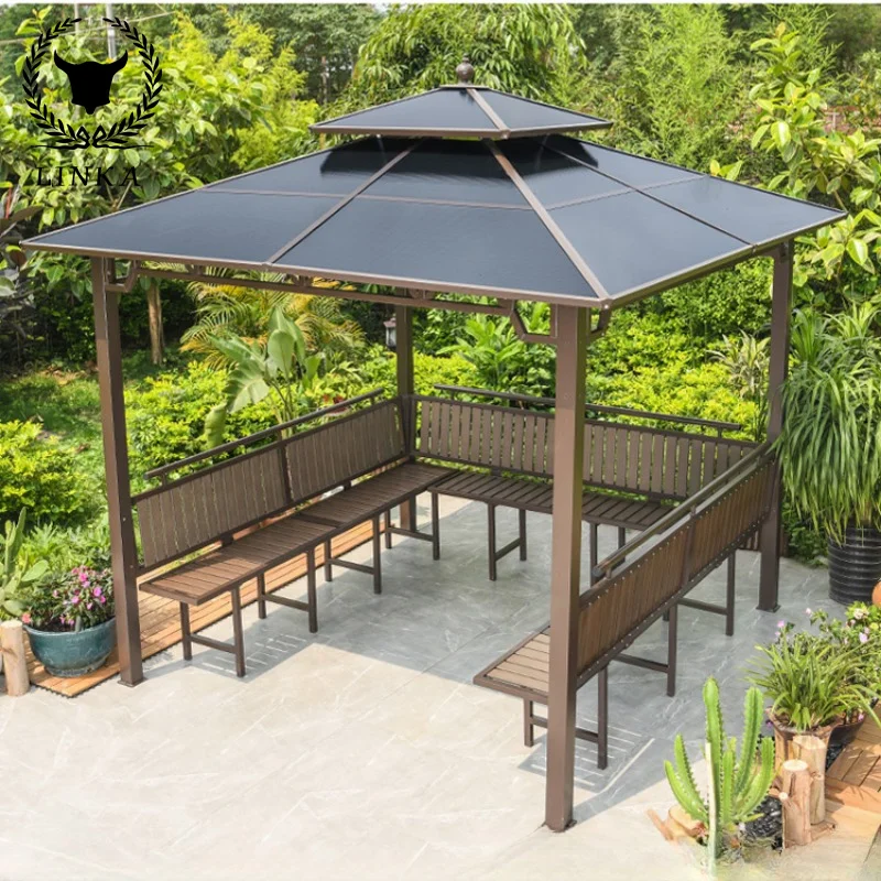 

3x4m Mojia Courtyard Aluminum Alloy Sunshade Tent Mobile Outdoor Four Corner Garden Rooftop Villa Pavilion