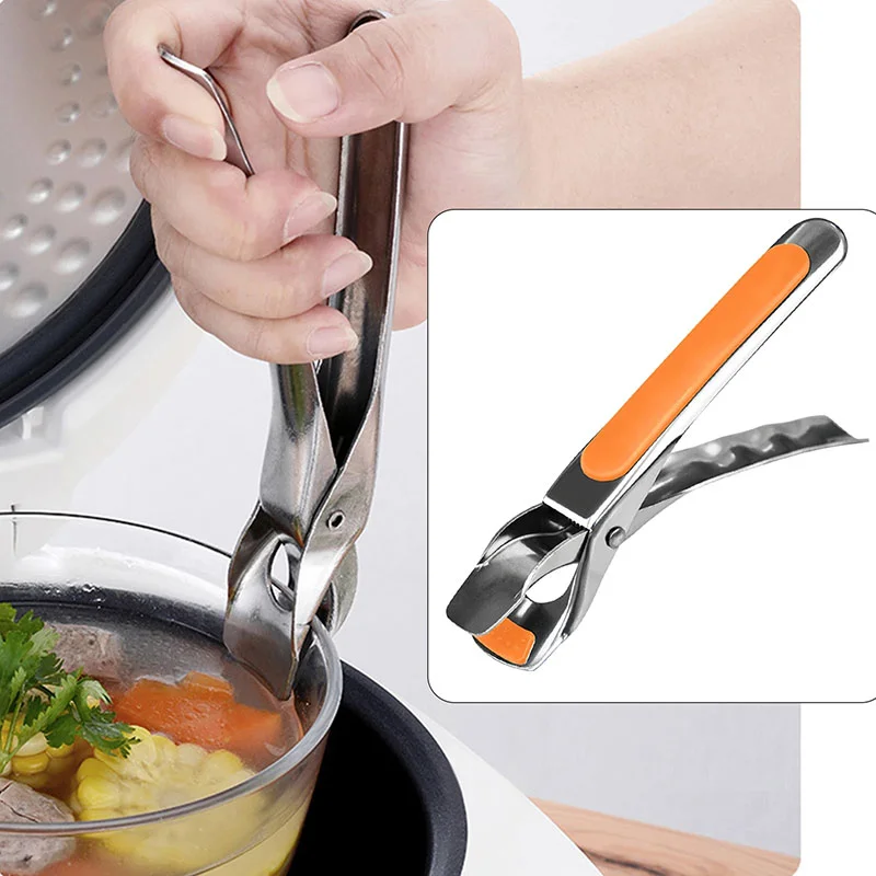 

Kitchen Stainless Steel Anti-scalding Clip Home Kitchen Multifunctional Bowl Clip Non-slip Silicone Chuck Lifter Kitchen Tools
