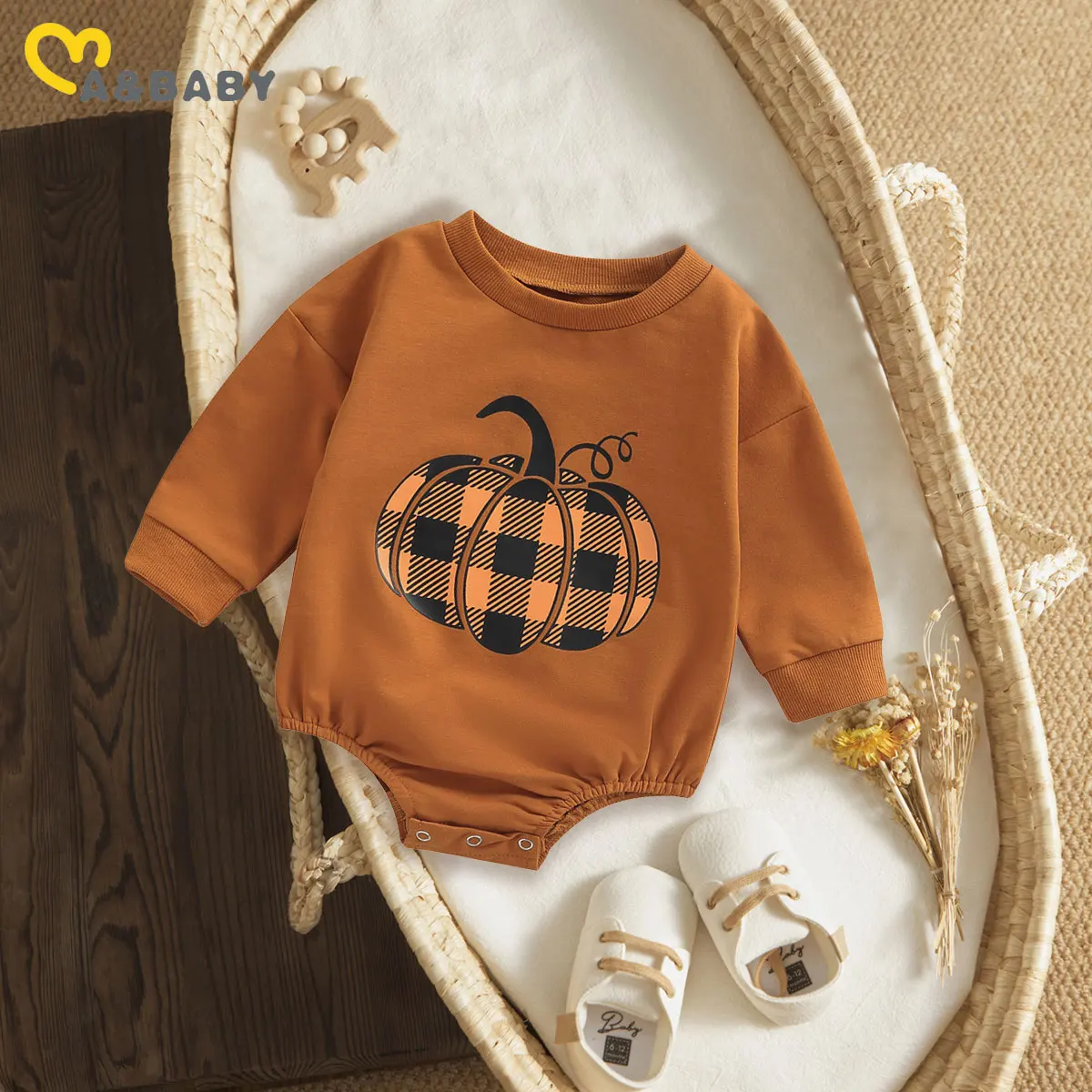 Ma&Baby 0-18M Halloween Baby Boy Girl Romper Newborn Infant Baby Pumpkin Jumpsuit Letter Long Sleeve Playsuit Costumes