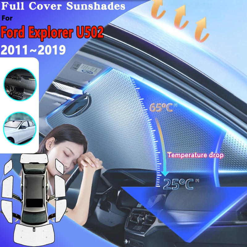 

For Ford Explorer U502 Accessories 2011~2019 Classic Car Windows Visor Windshields Parasol UV Sun Protection Sunshades Stickers
