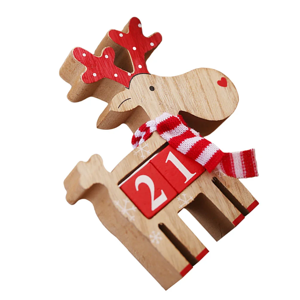 

Calendar Christmas Wooden Perpetual Advent Desk Countdowndecor Desktop Reindeer Toddler Daysdecorations Blocks Tabletop Ornament