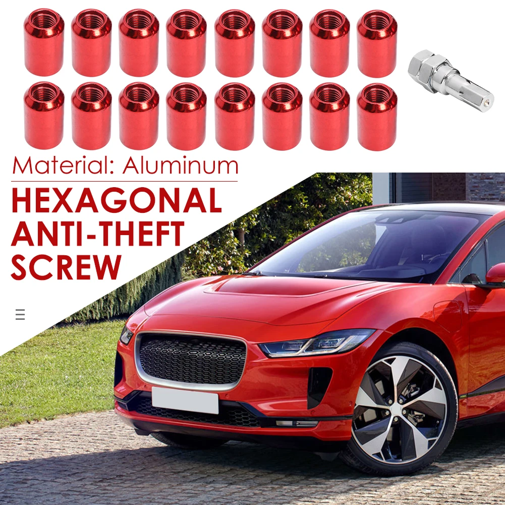 

16pcs M12x1.5 Lug Nuts Self-locking Nuts Locknuts Model Hex Nut Conical Seat Aluminum Car Anti-theft Wheel Lug Nuts